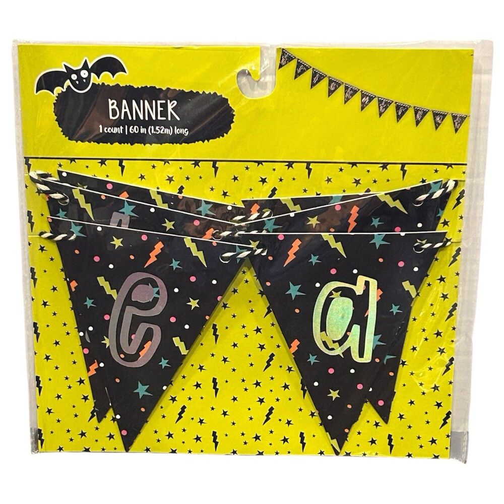 1 Trick or Treat  Garland Banner Halloween Party Decor Black
